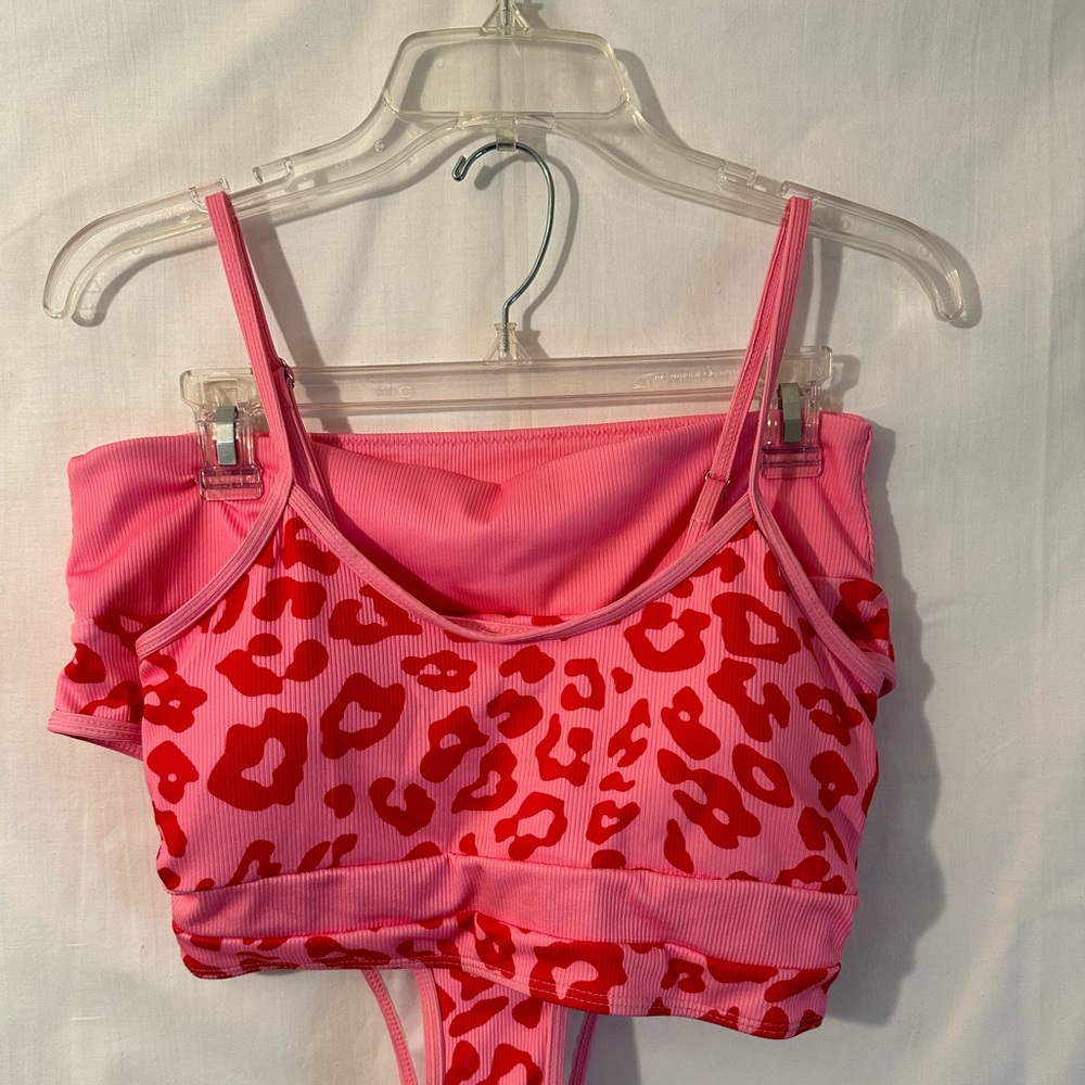 SHEIN pink and red 2 piece bathing suit size 0XL